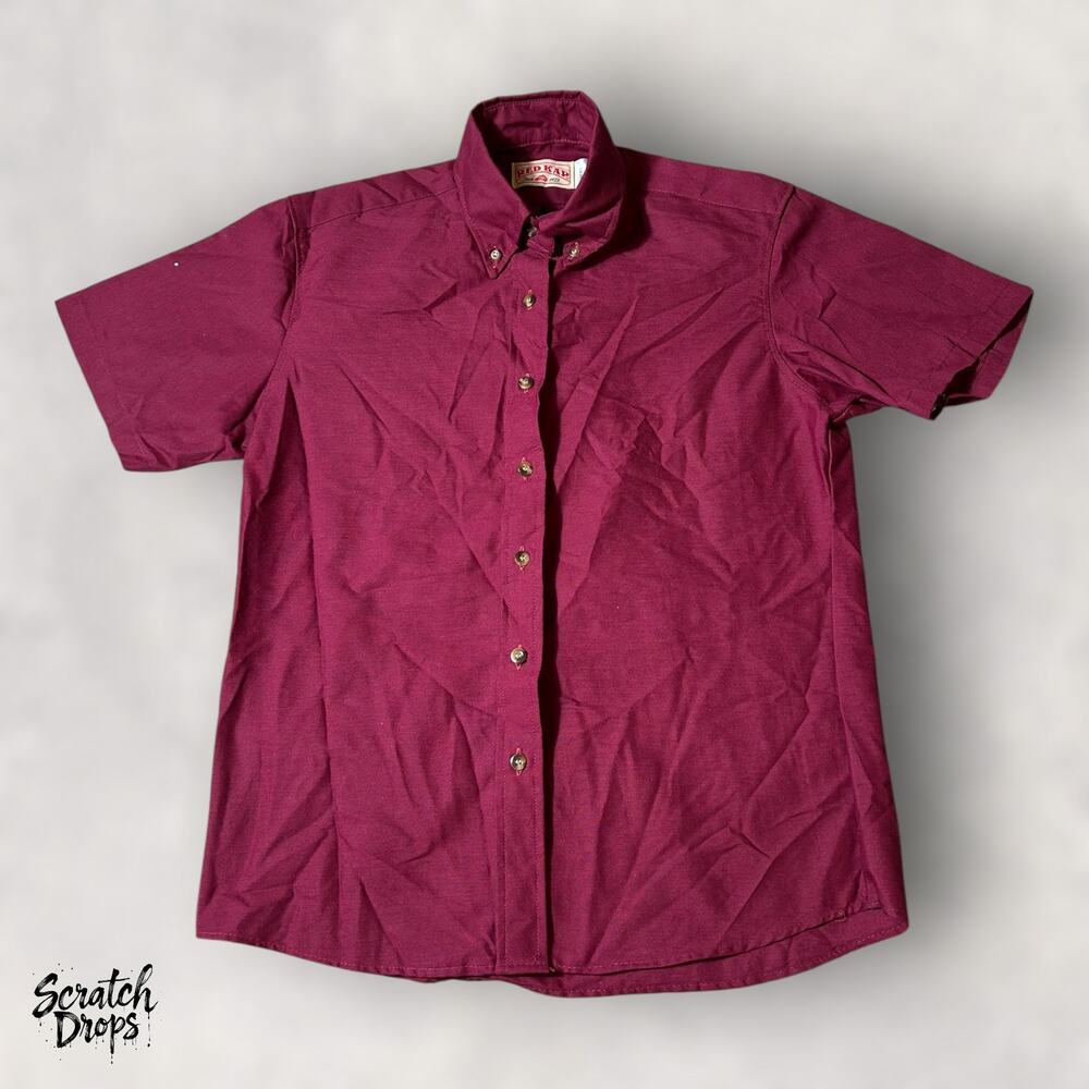 Red Kap Womens Vintage Polo Shirt 80s 90s Burgundy Single Stitch NWOT Casual V07